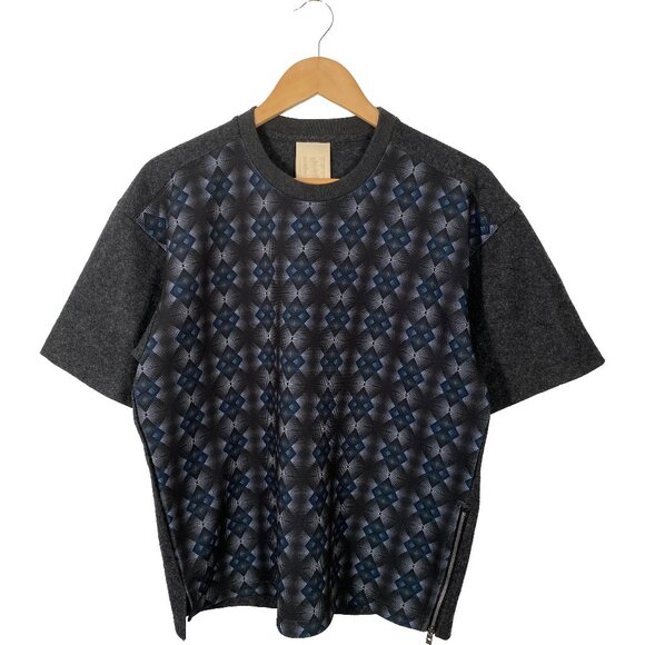 Wooyoungmi Pattern Wool Short Sleeve Shirt Size 48 - Picture 1 of 10